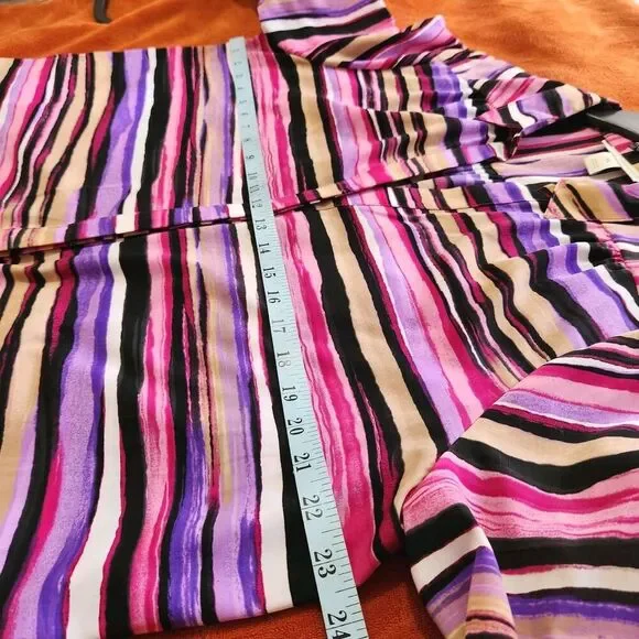 DANA BUCHMAN Top Roll Tab Sleeve Striped Size XL Hide Buttons - Picture 3 of 12